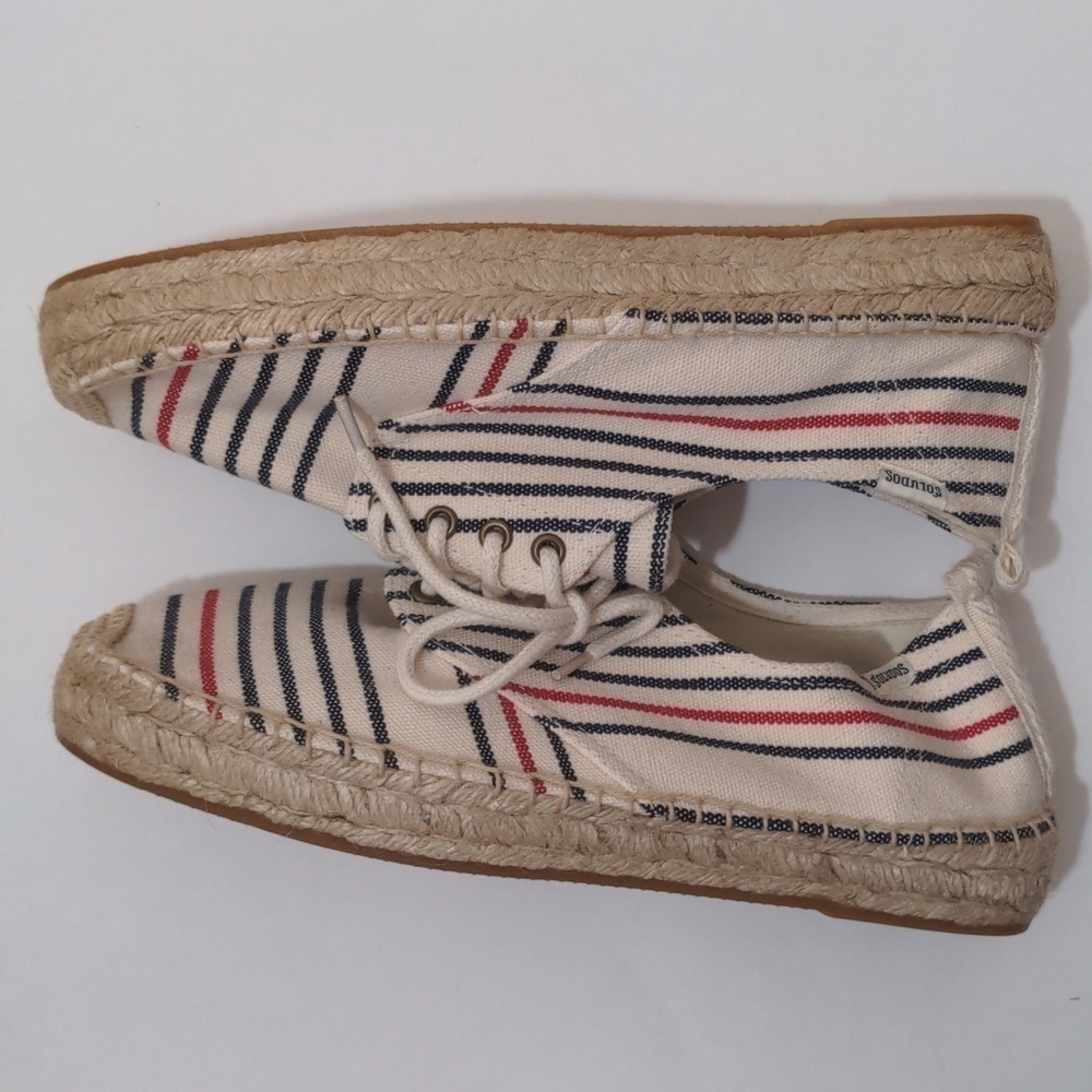 SOLUDOS Oxford Lace-up Platform Espadrilles Striped NWOB 9.5 - Picture 2 of 8
